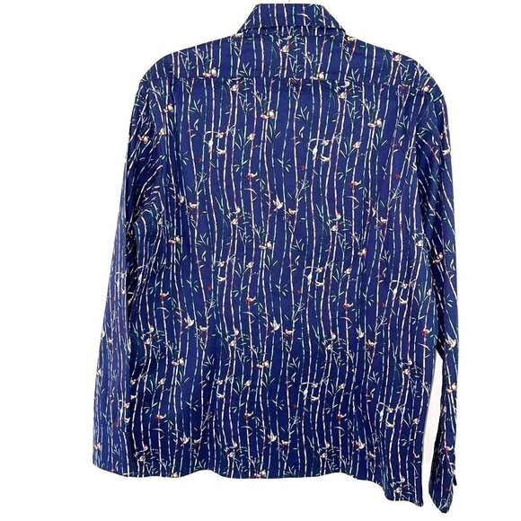 Mr. Peacock Button Front Shirt Mens Size XL Botanical Bird Print Cotton Spandex - Picture 2 of 12